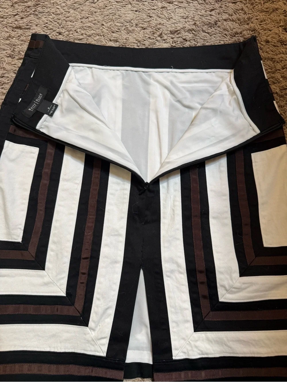 White House Black Market- (8)Black, White & Brown Geometric Pencil Skirt - Picture 3 of 11